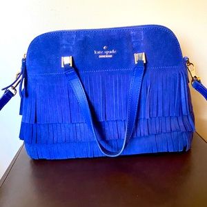 Kate Spade maise medium dome satchel blue fringe